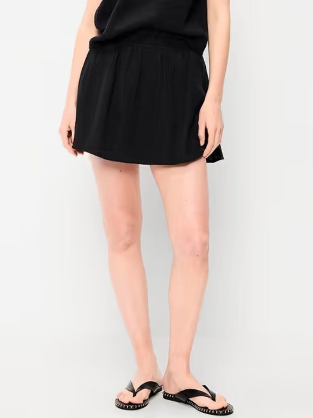 Old Navy Crinkle Gauze Ruffle Waist Mini Skort medium EUC black